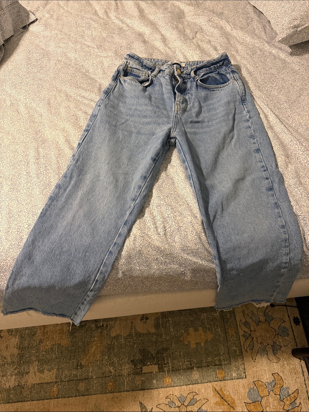 Zara Light Blue Wide-Leg High-Rise Jeans